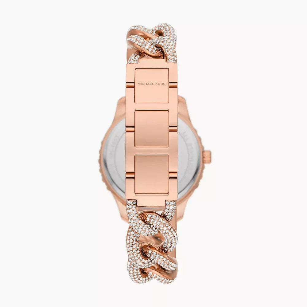 Michael Kors Layton Multifunction Crystals Rose Gold Dial Rose Gold Steel Strap Watch for Women - MK4654 Buy Now By Michael Kors