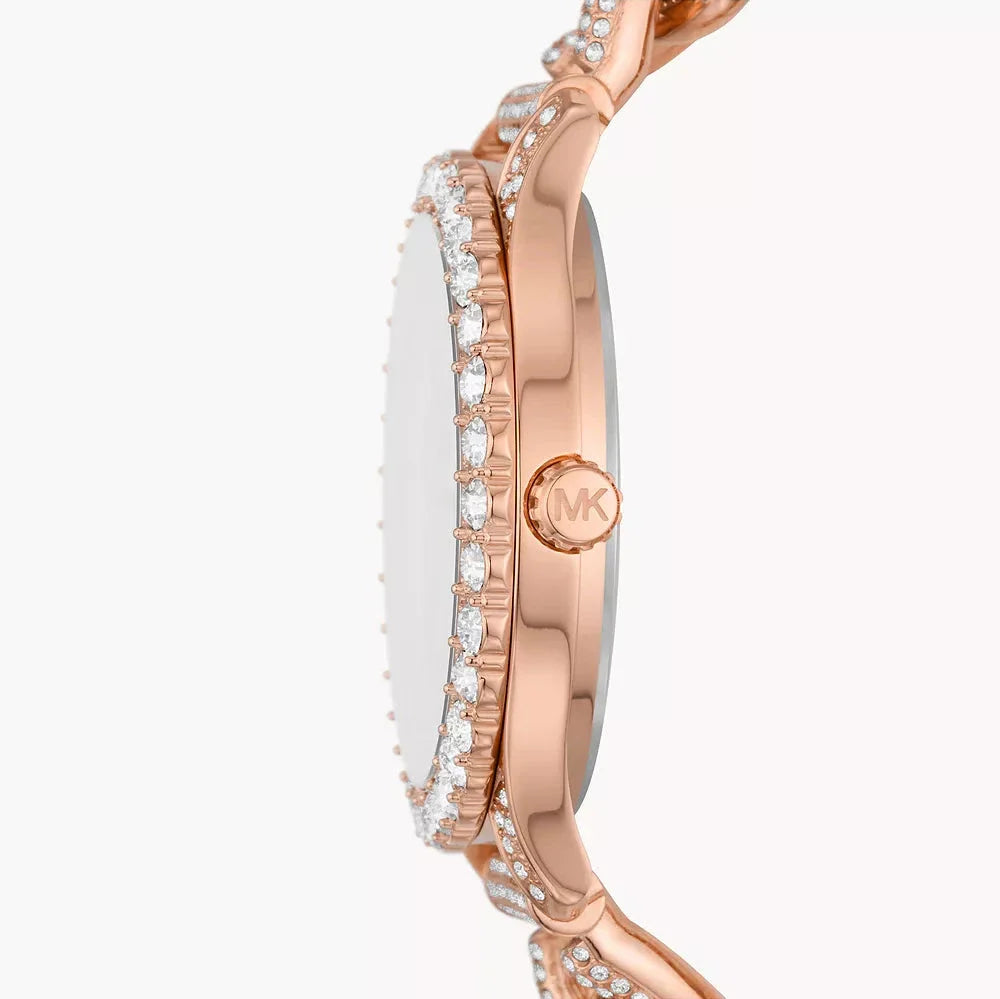 Michael Kors Layton Multifunction Crystals Rose Gold Dial Rose Gold Steel Strap Watch for Women - MK4654 Buy Now By Michael Kors