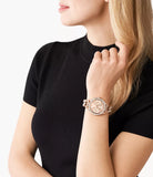 Michael Kors Layton Multifunction Crystals Rose Gold Dial Rose Gold Steel Strap Watch for Women - MK4654 Buy Now By Michael Kors