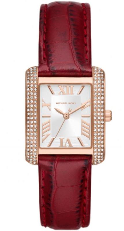 Michael Kors Emery Quartz Diamonds Silver Dial Red Leather Strap Watch For Women - MK4689 Buy Now By Michael Kors