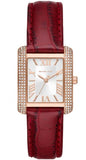 Michael Kors Emery Quartz Diamonds Silver Dial Red Leather Strap Watch For Women - MK4689 Buy Now By Michael Kors