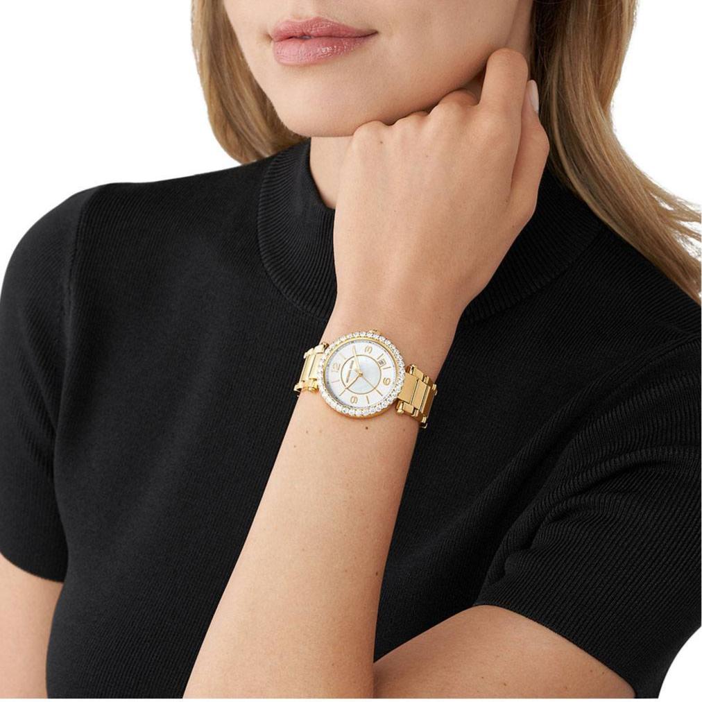 Michael Kors Parker Mother of Pearl White Dial Gold Steel Strap Watch For Women - MK4693 Buy Now By Michael Kors