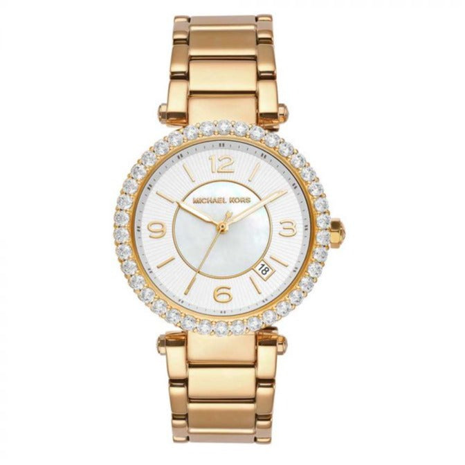 Michael Kors Parker Mother of Pearl White Dial Gold Steel Strap Watch For Women - MK4693 Buy Now By Michael Kors