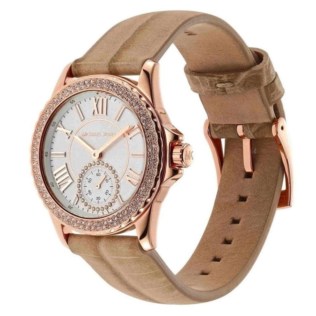Michael Kors Mini Everest Crystals White Dial Brown Leather Strap Watch for Women - MK4719 Buy Now By Michael Kors