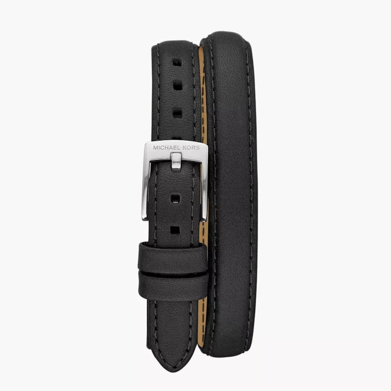 Michael Kors Empire Three-Hand Silver Dial Black Leather Strap Watch For Women - MK4722 Buy Now By Michael Kors