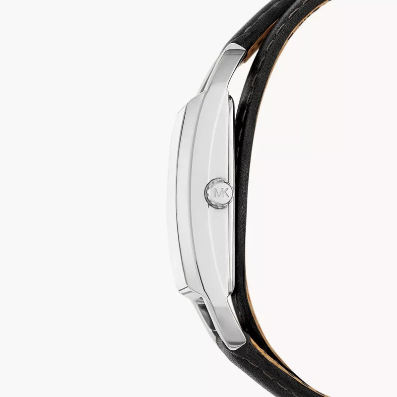 Michael Kors Empire Three-Hand Silver Dial Black Leather Strap Watch For Women - MK4722 Buy Now By Michael Kors