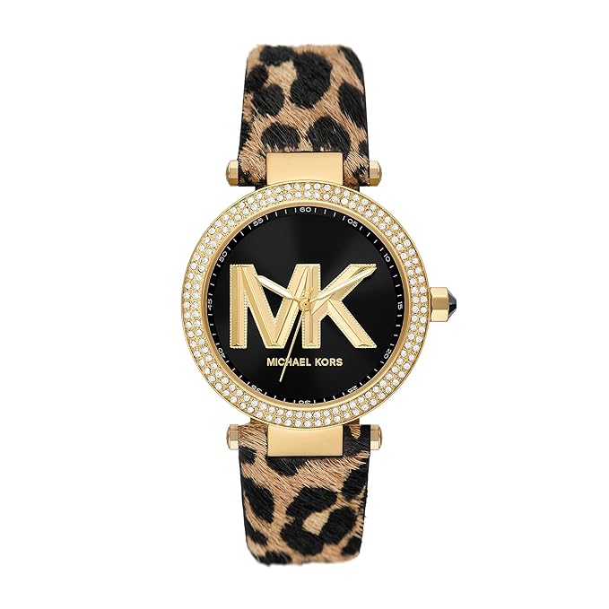 Michael Kors Parker Black Dial Cheetah Print Brown Leather Strap Watch For Women - MK4723 Buy Now By Michael Kors