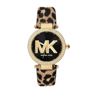 Michael Kors Parker Black Dial Cheetah Print Brown Leather Strap Watch For Women - MK4723 Buy Now By Michael Kors