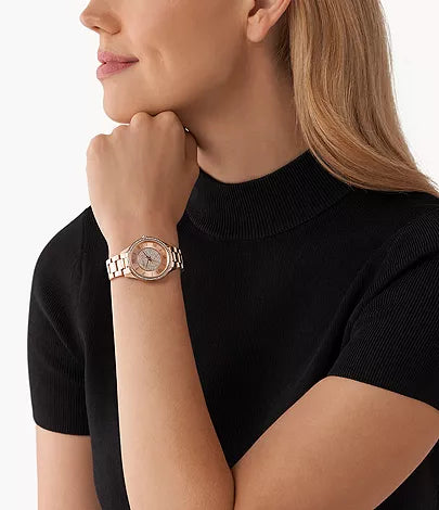 Michael Kors Lauryn Three-Hand Crystals Rose Gold Dial Rose Gold Steel Strap Watch for Women - MK4736 Buy Now By Michael Kors