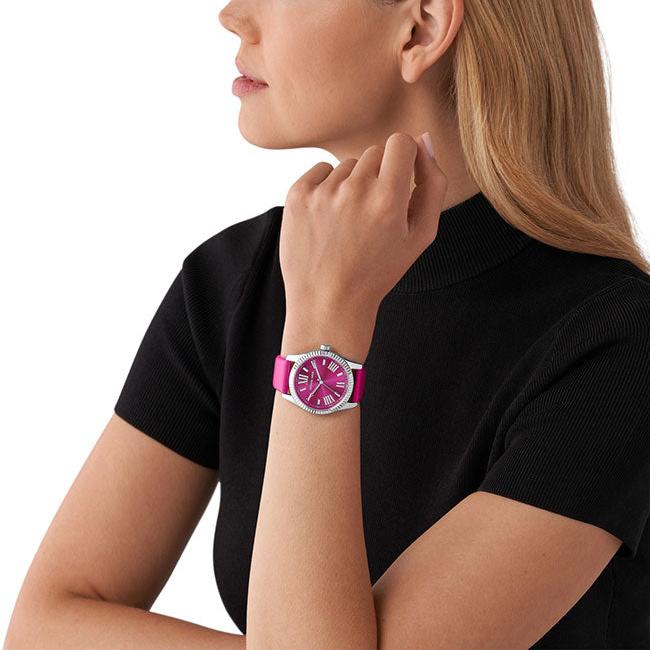 Michael Kors Lexington Quartz Fuchsia Dial Fuchsia Leather Strap Watch For Women - MK4749 Buy Now By Michael Kors