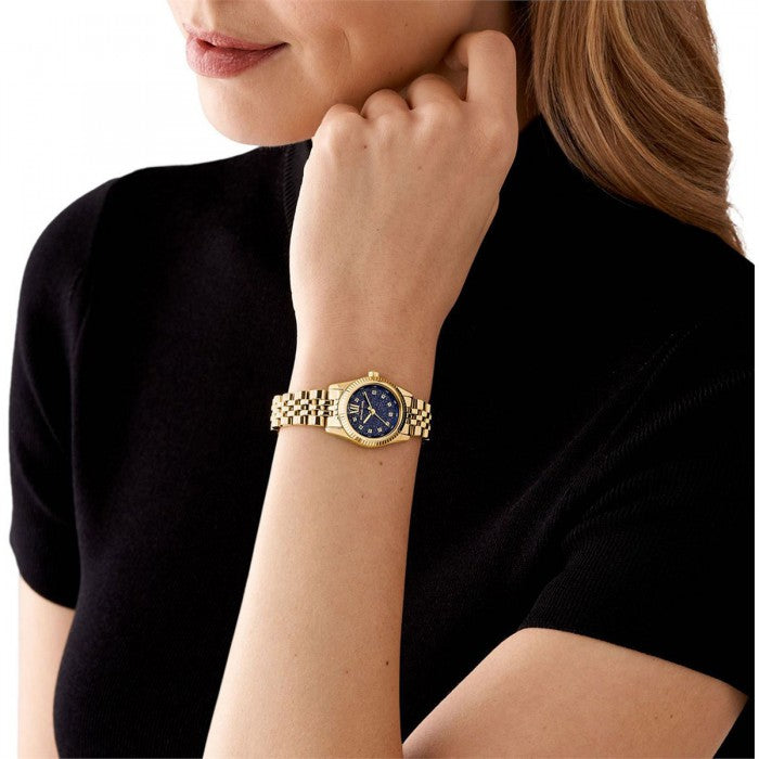 Michael Kors Lexington Three-Hand Blue Dial Gold Steel Strap Watch for Women - MK4802 Buy Now By Michael Kors