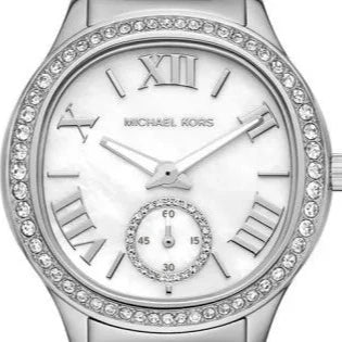 Michael Kors Sage Three-Hand White Dial Silver Steel Strap Watch for Women - MK4807 Buy Now By Michael Kors