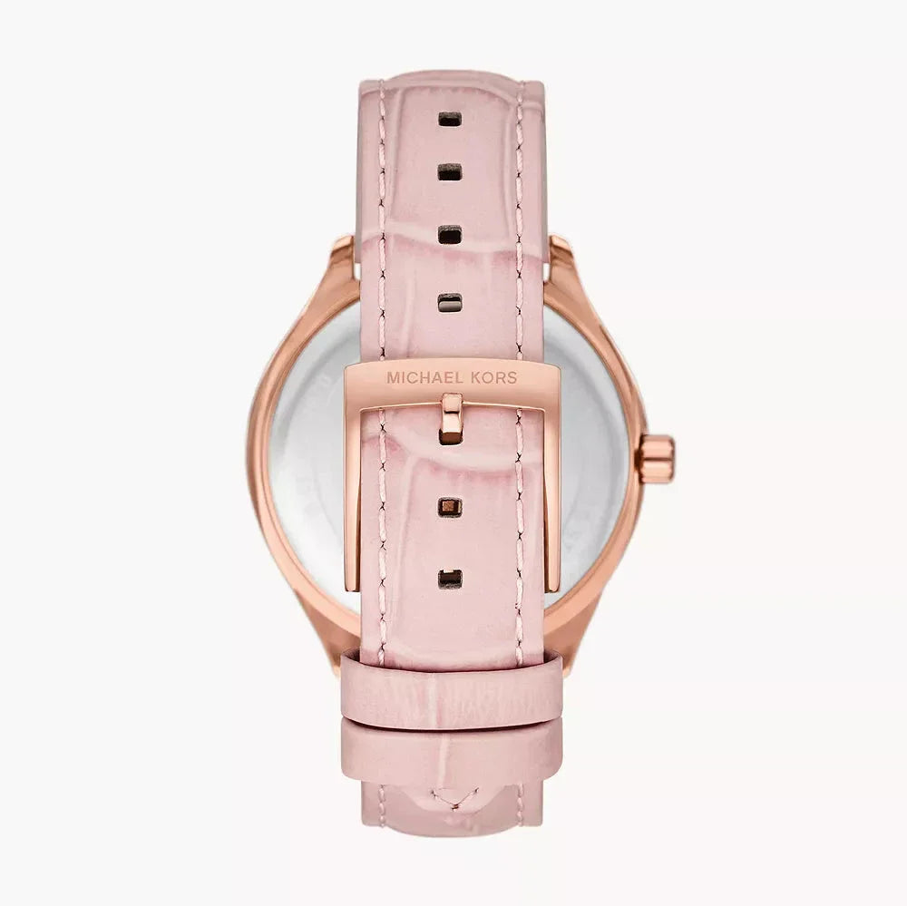 Michael Kors Sage Three-Hand Mother of Pearl Pink Dial Pink Leather Strap Watch for Women - MK4820 Buy Now By Michael Kors