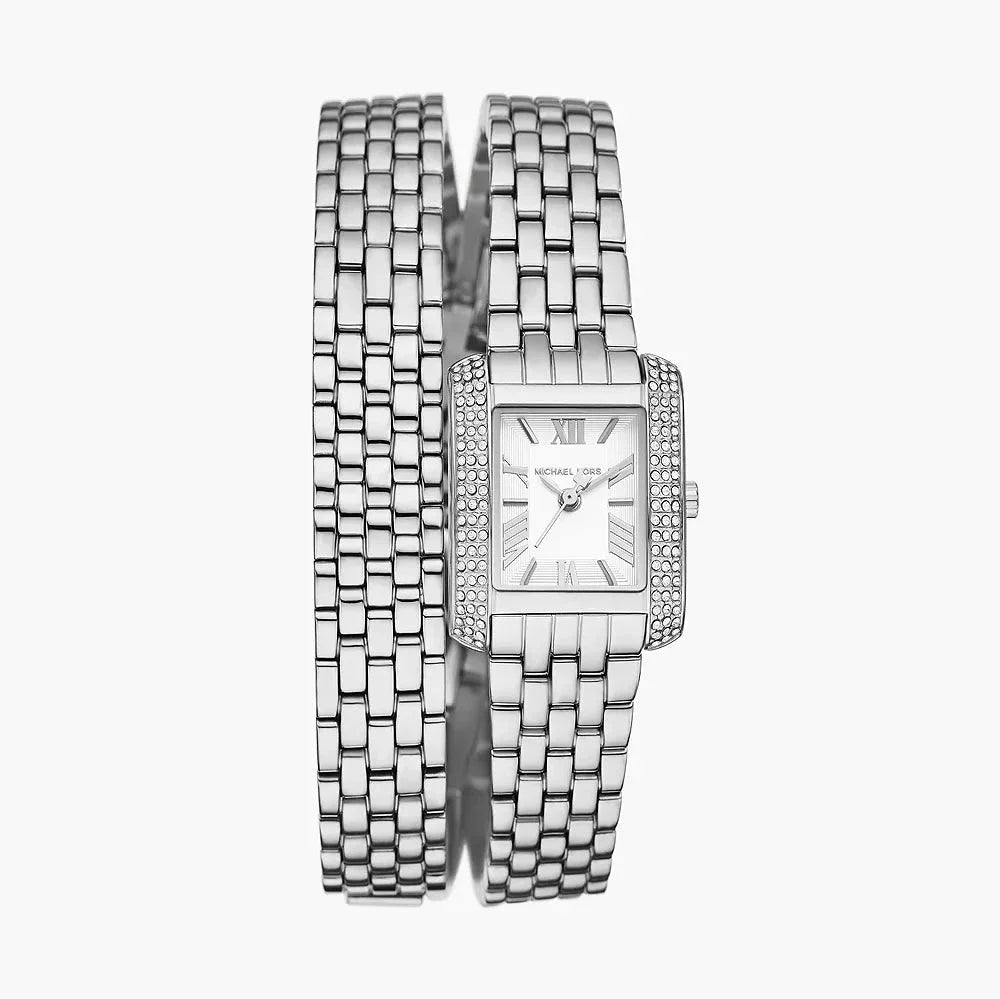 Michael Kors Emery Pave Double Wrap White Dial Silver Steel Strap Watch for Women - MK4834 Buy Now By Michael Kors