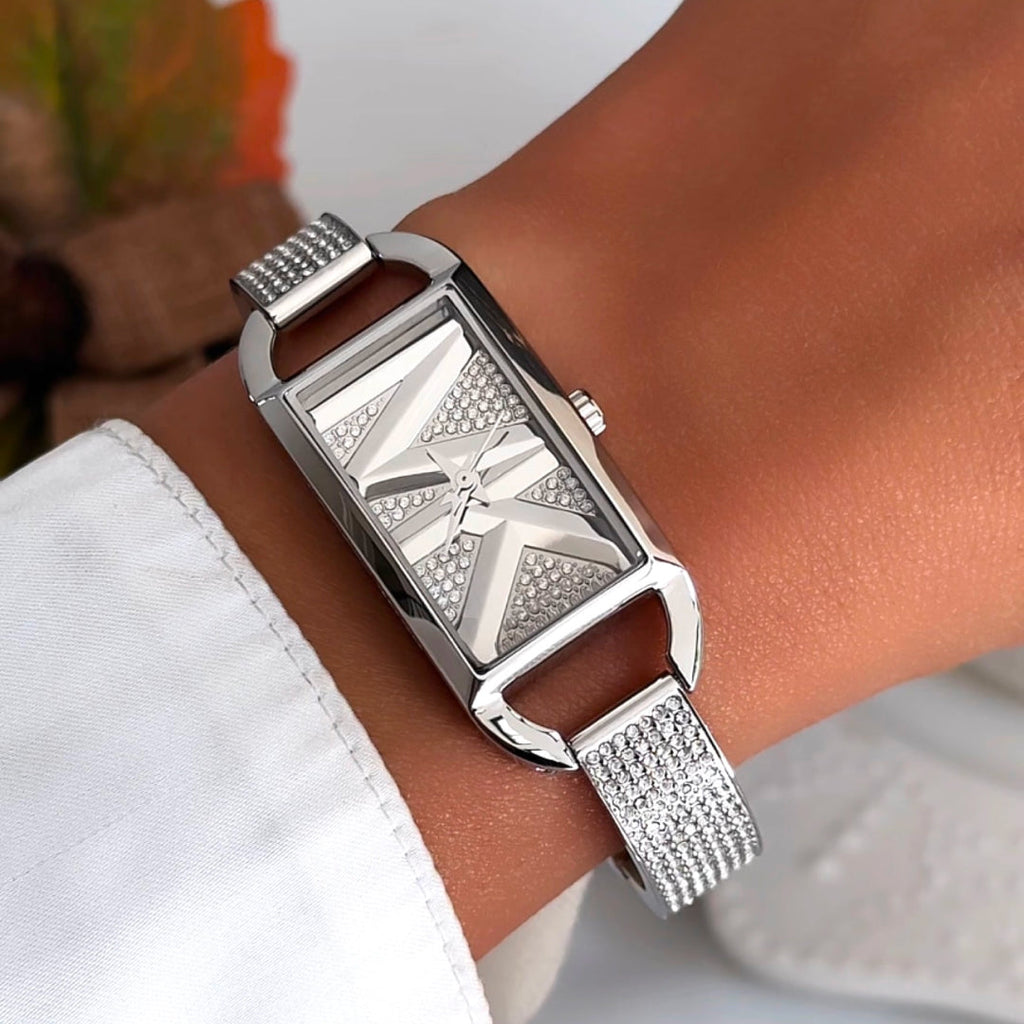 Michael Kors Empire Three-Hand Silver Dial Silver Steel Strap Watch for Women - MK4841 Buy Now By Michael Kors