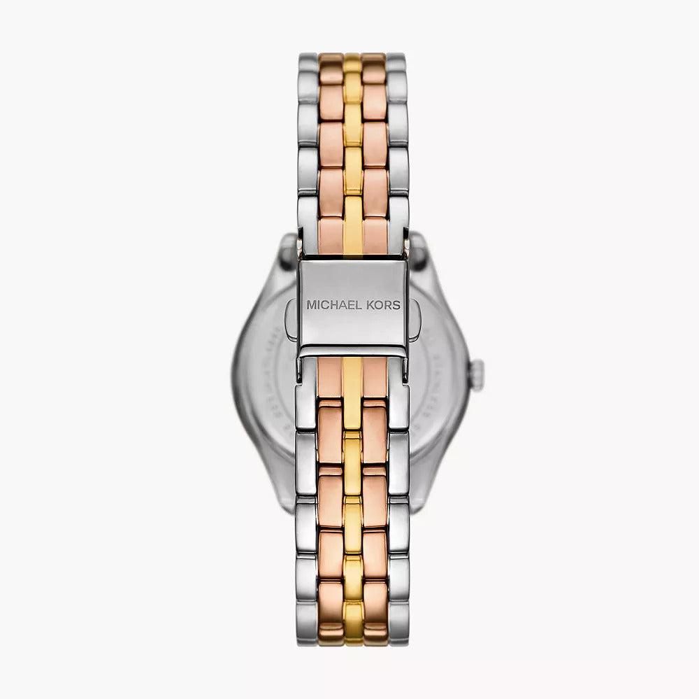 Michael Kors Harlowe Three-Hand Mother of Pearl White Dial Tri Tone Steel Strap Watch for Women - MK4846 Buy Now By Michael Kors