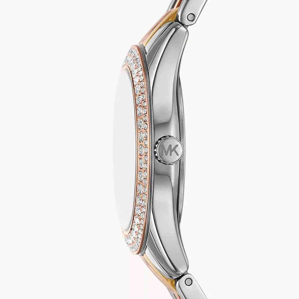 Michael Kors Harlowe Three-Hand Mother of Pearl White Dial Tri Tone Steel Strap Watch for Women - MK4846 Buy Now By Michael Kors