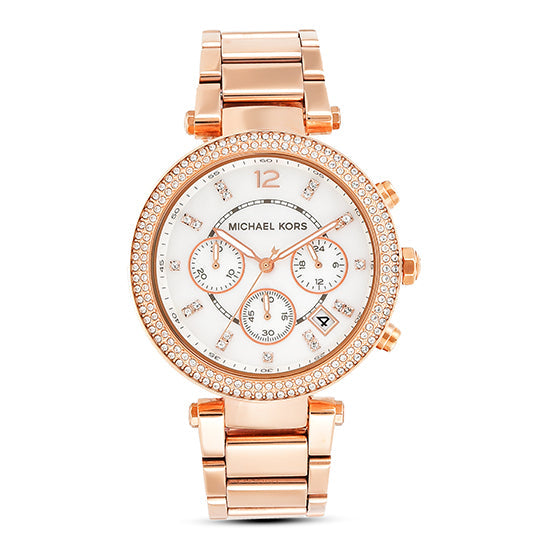Michael Kors Parker White Dial with Diamonds Rose Gold Steel Strap Watch for Women - MK5491 Buy Now By Michael Kors