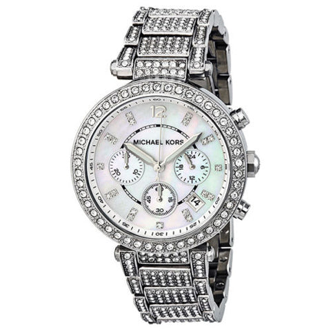 Michael Kors Parker Mother of Pearl Dial Diamonds Silver Steel Strap Watch for Women - MK5572 Buy Now By Michael Kors