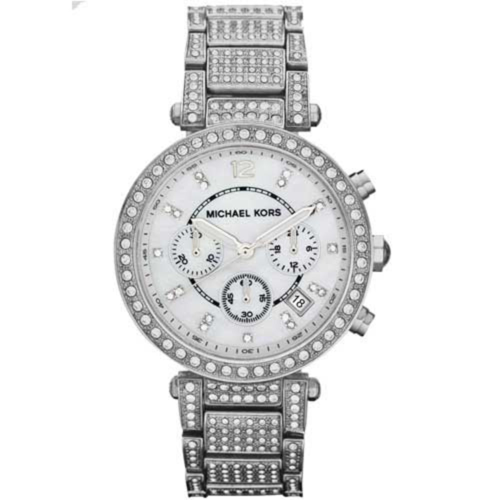 Michael Kors Parker Mother of Pearl Dial Diamonds Silver Steel Strap Watch for Women - MK5572 Buy Now By Michael Kors