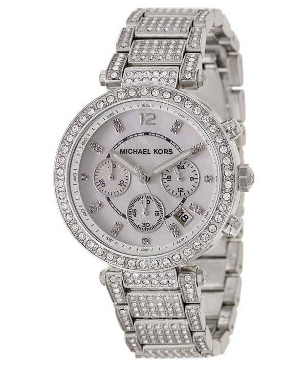 Michael Kors Parker Mother of Pearl Dial Diamonds Silver Steel Strap Watch for Women - MK5572 Buy Now By Michael Kors