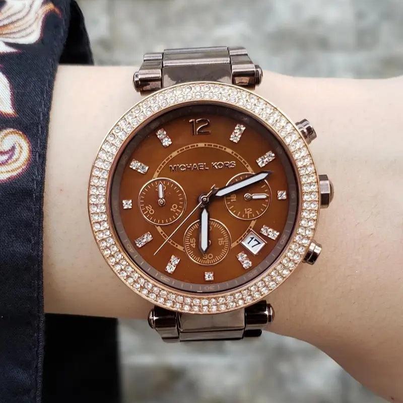 Michael Kors Parker Chronograph Brown Dial Brown Steel Strap Watch For Women - MK5578 Buy Now By Michael Kors