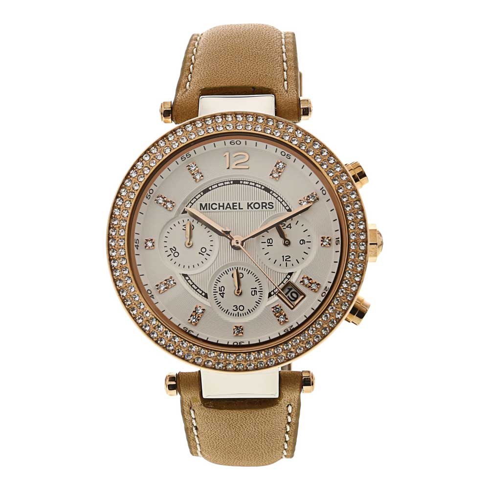 Michael Kors Parker Chronograph White Dial Tan Leather Strap Watch for Women - MK5633 Buy Now By Michael Kors