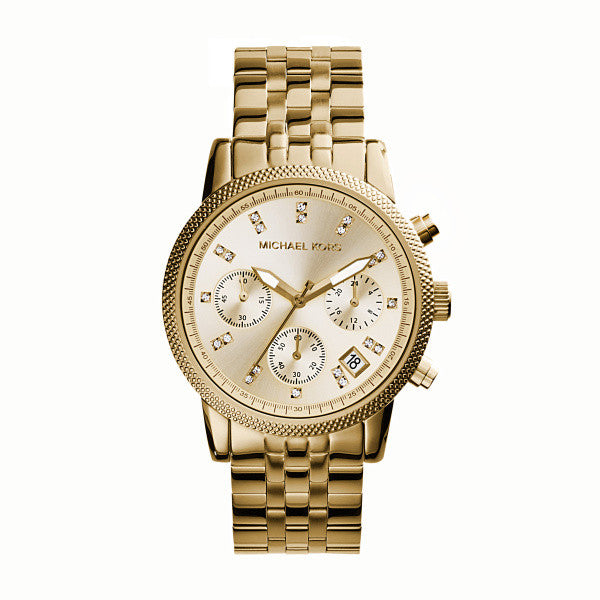 Michael Kors Ritz Chronograph Gold Dial Gold Steel Strap Watch for Women - MK5676 Buy Now By Michael Kors