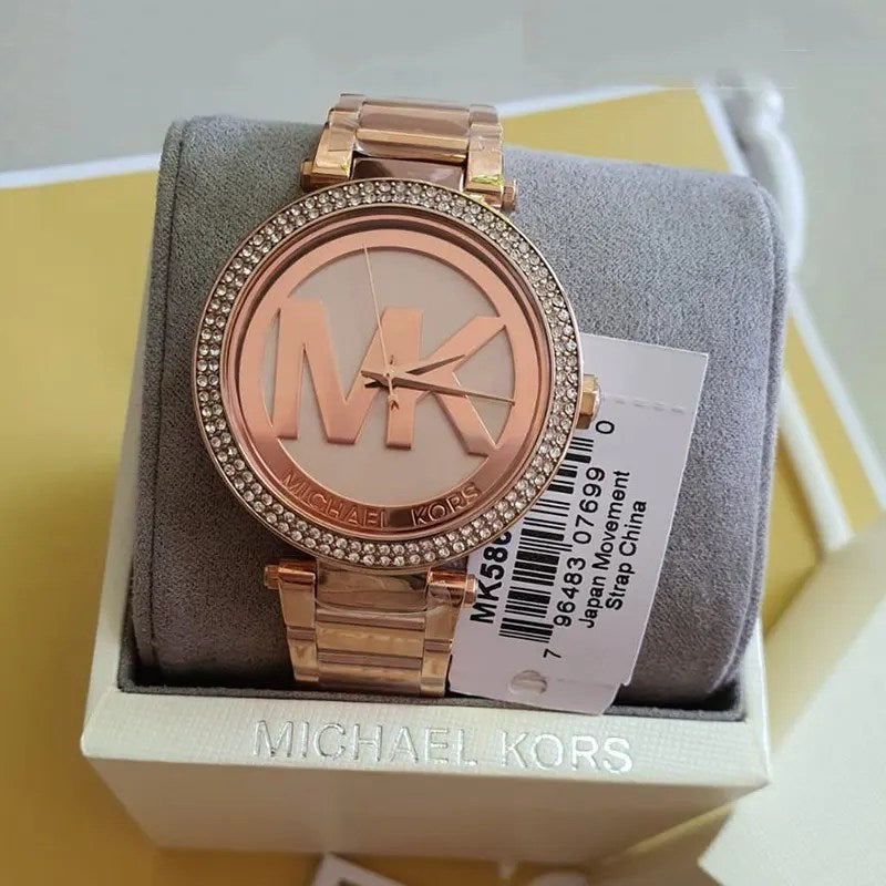 Michael Kors Parker Rose Gold Dial Rose Gold Steel Strap Watch for Women - MK5865 Buy Now By Michael Kors
