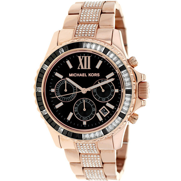Michael Kors Everest Chronograph Black Dial Rose Gold Steel Strap Watch For Women - MK5875 Buy Now By Michael Kors