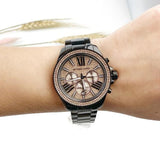 Michael Kors Wren Chronograph Gold Diamonds Dial Black Steel Strap Watch for Women - MK5879 Buy Now By Michael Kors