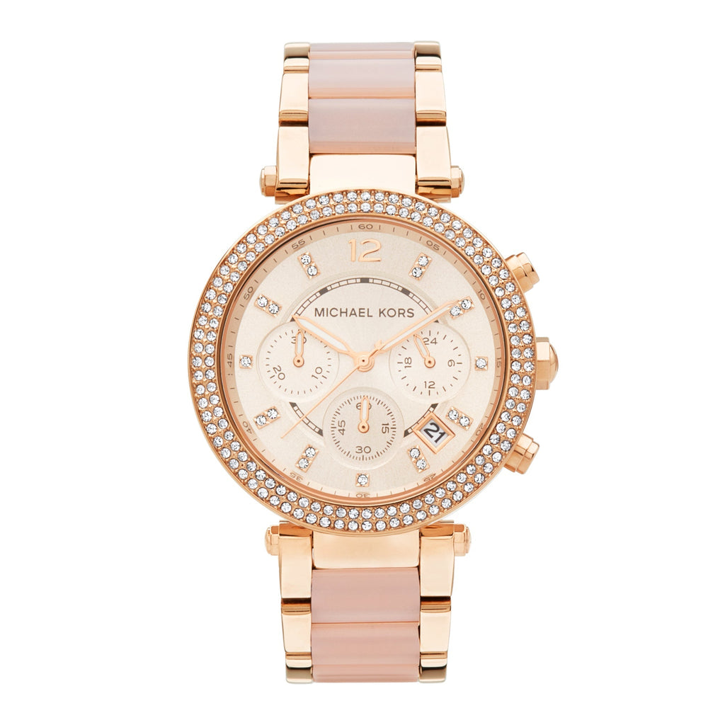 Michael Kors Parker Pink Dial Two Tone Steel Strap Watch for Women - MK5896 Buy Now By Michael Kors