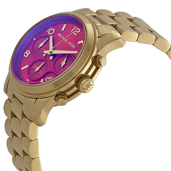 Michael Kors Runway Iridescent Pink Dial Gold Steel Strap Watch for Women - MK5939 Buy Now By Michael Kors