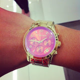 Michael Kors Runway Iridescent Pink Dial Gold Steel Strap Watch for Women - MK5939 Buy Now By Michael Kors