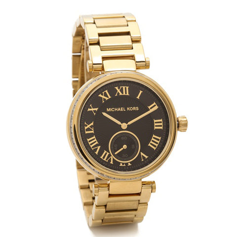 Michael Kors Skylar Black Dial Gold Steel Strap Watch for Women - MK5989 Buy Now By Michael Kors