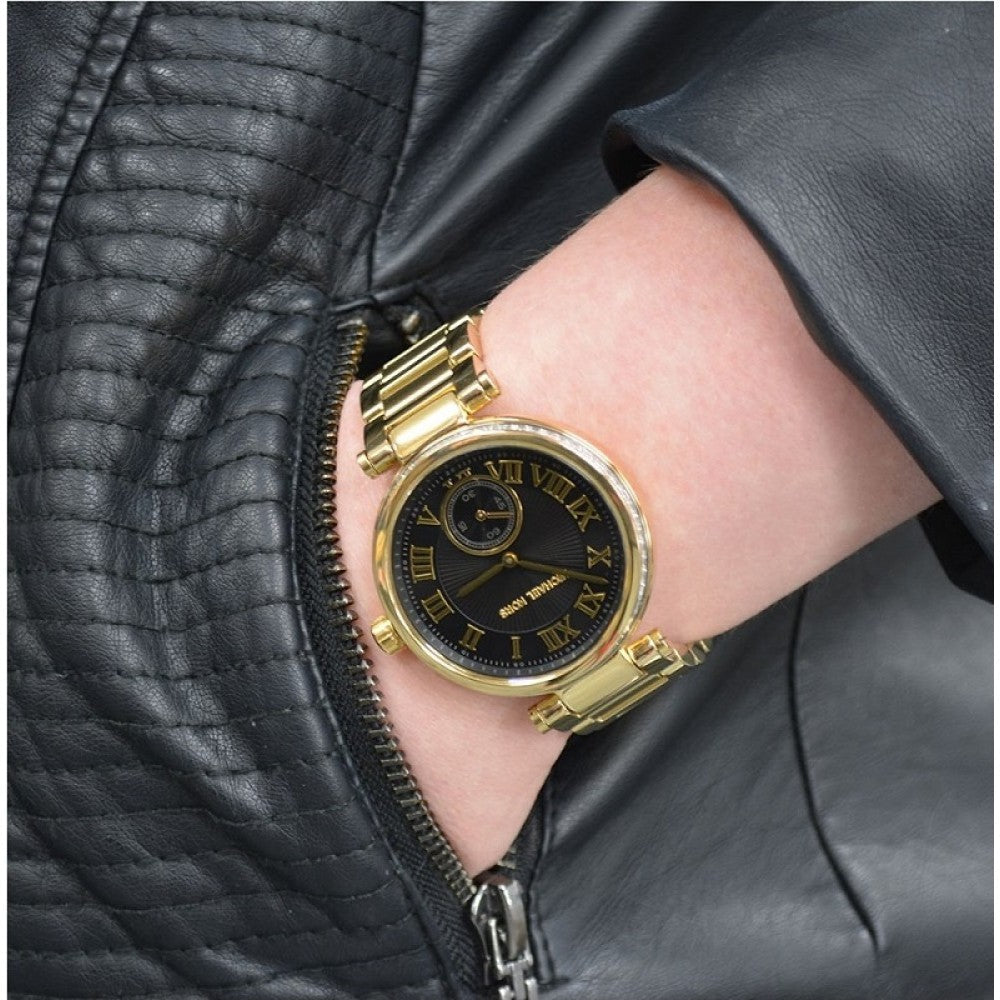 Michael Kors Skylar Black Dial Gold Steel Strap Watch for Women - MK5989 Buy Now By Michael Kors