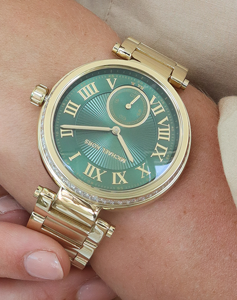 Michael Kors Skylar Green Dial Gold Steel Strap Watch for Women - MK6065 Buy Now By Michael Kors