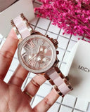 Michael Kors Wren Crystals Rose Gold Dial Rose Gold Steel Strap Watch for Women - MK6096 Buy Now By Michael Kors