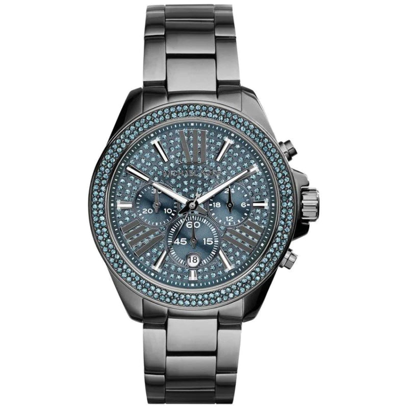 Michael Kors Wren Chronograph Quartz Blue Dial Grey Steel Strap Watch For Women - MK6097 Buy Now By Michael Kors