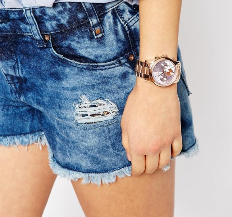 Michael Kors Runway Chronograph Purple Dial Rose Gold Steel Strap Watch For Women - MK6163 Buy Now By Michael Kors