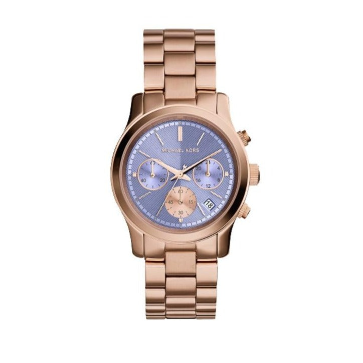 Michael Kors Runway Chronograph Purple Dial Rose Gold Steel Strap Watch For Women - MK6163 Buy Now By Michael Kors