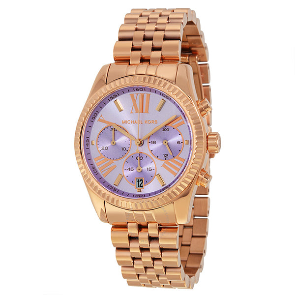 Michael Kors Lexington Purple Dial Rose Gold Steel Strap Watch For Women - MK6207 Buy Now By Michael Kors