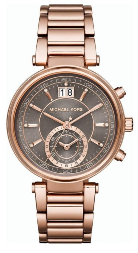 Michael Kors Sawyer Rose Gold Dial Rose Gold Steel Strap Watch for Women - MK6226 Buy Now By Michael Kors