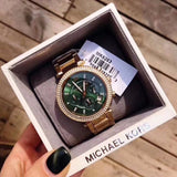 Michael Kors Parker Chronograph Green Dial Gold Steel Strap Watch for Women - MK6263 Buy Now By Michael Kors