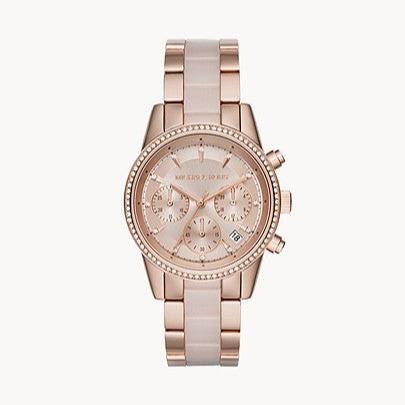 Michael Kors Ritz Chronograph Rose Gold Dial Two Tone Steel Strap Watch for Women - MK6307 Buy Now By Michael Kors