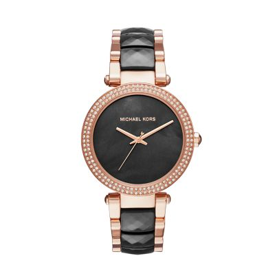 Michael Kors Parker Mother of Pearl Black Dial Two Tone Steel Strap Watch for Women - MK6414 Buy Now By Michael Kors