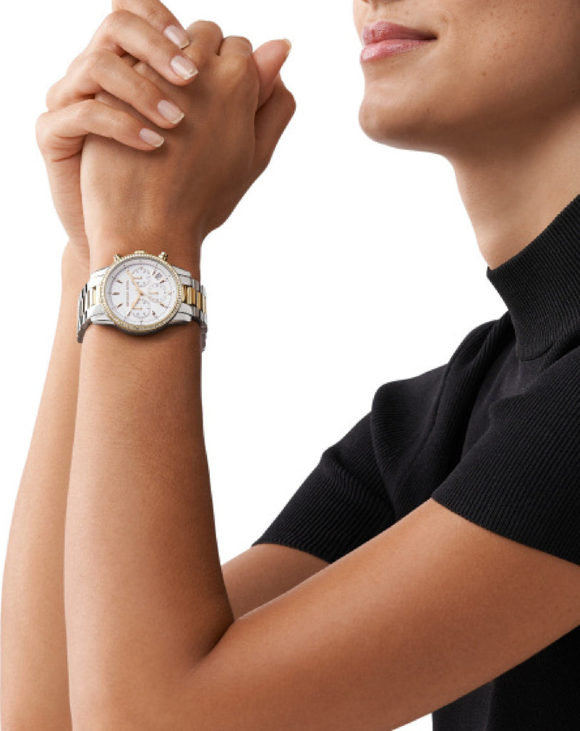 Michael Kors Ritz White Dial Two Tone Steel Strap Watch for Women - MK6474 Buy Now By Michael Kors