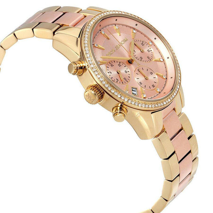 Michael Kors Ritz Chronograph Rose Dial Two Tone Steel Strap Watch for Women - MK6475 Buy Now By Michael Kors