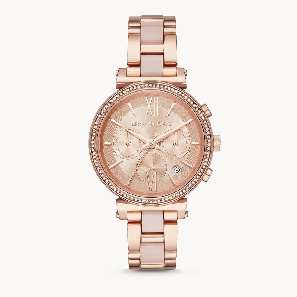 Michael Kors Sofie Chronograph Rose Gold Dial Rose Gold Steel Strap Watch For Women - MK6560 Buy Now By Michael Kors