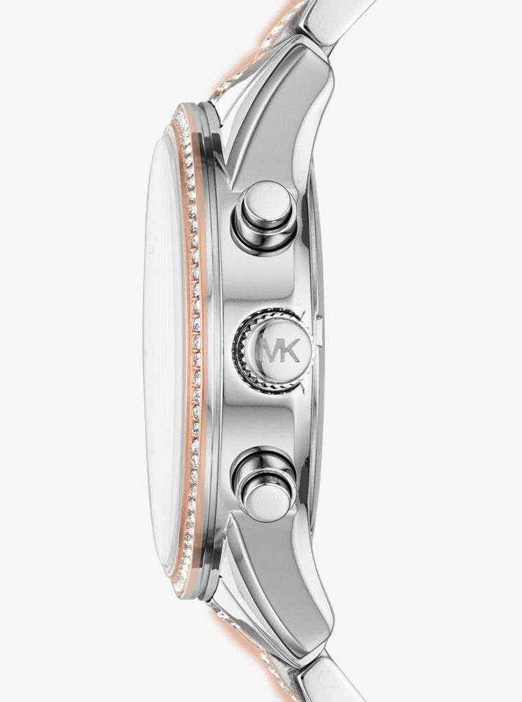 Michael Kors Ritz Chronograph White Dial Two Tone Steel Strap Watch For Women - MK6651 Buy Now By Michael Kors